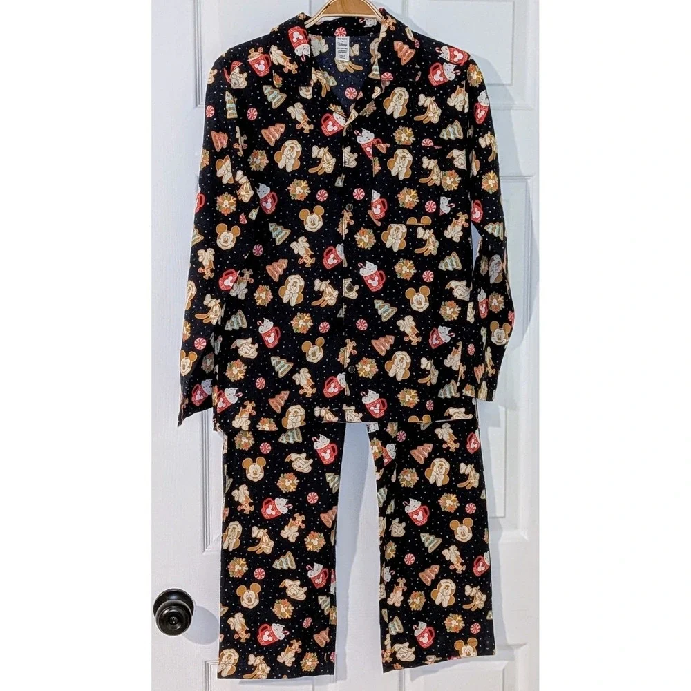 Old Navy Disney Mickey Mouse Gingerbread Holiday Pajama Set Navy Blue XXL‎ 18